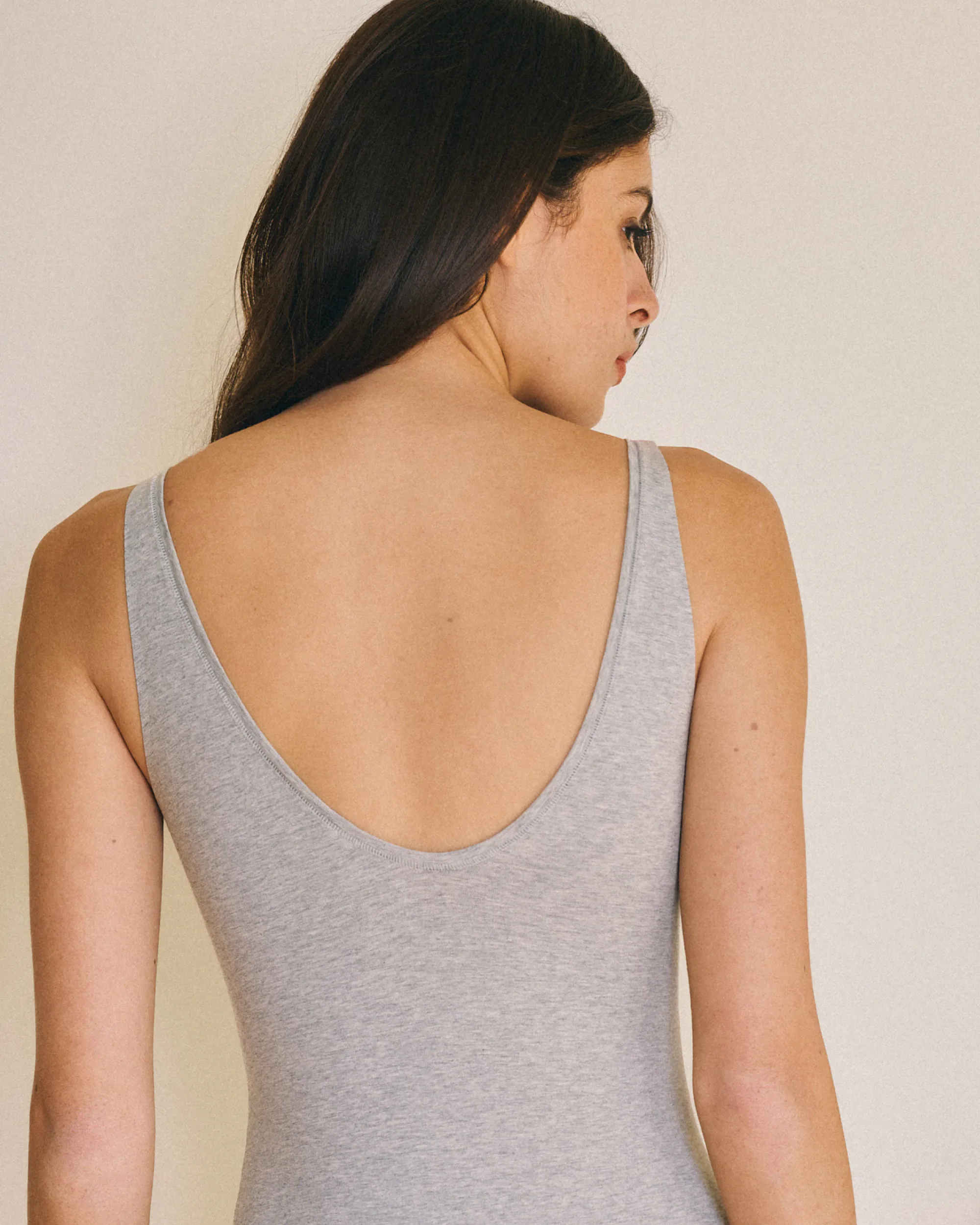 Body Décolleté Coton - Light Grey - Image 3