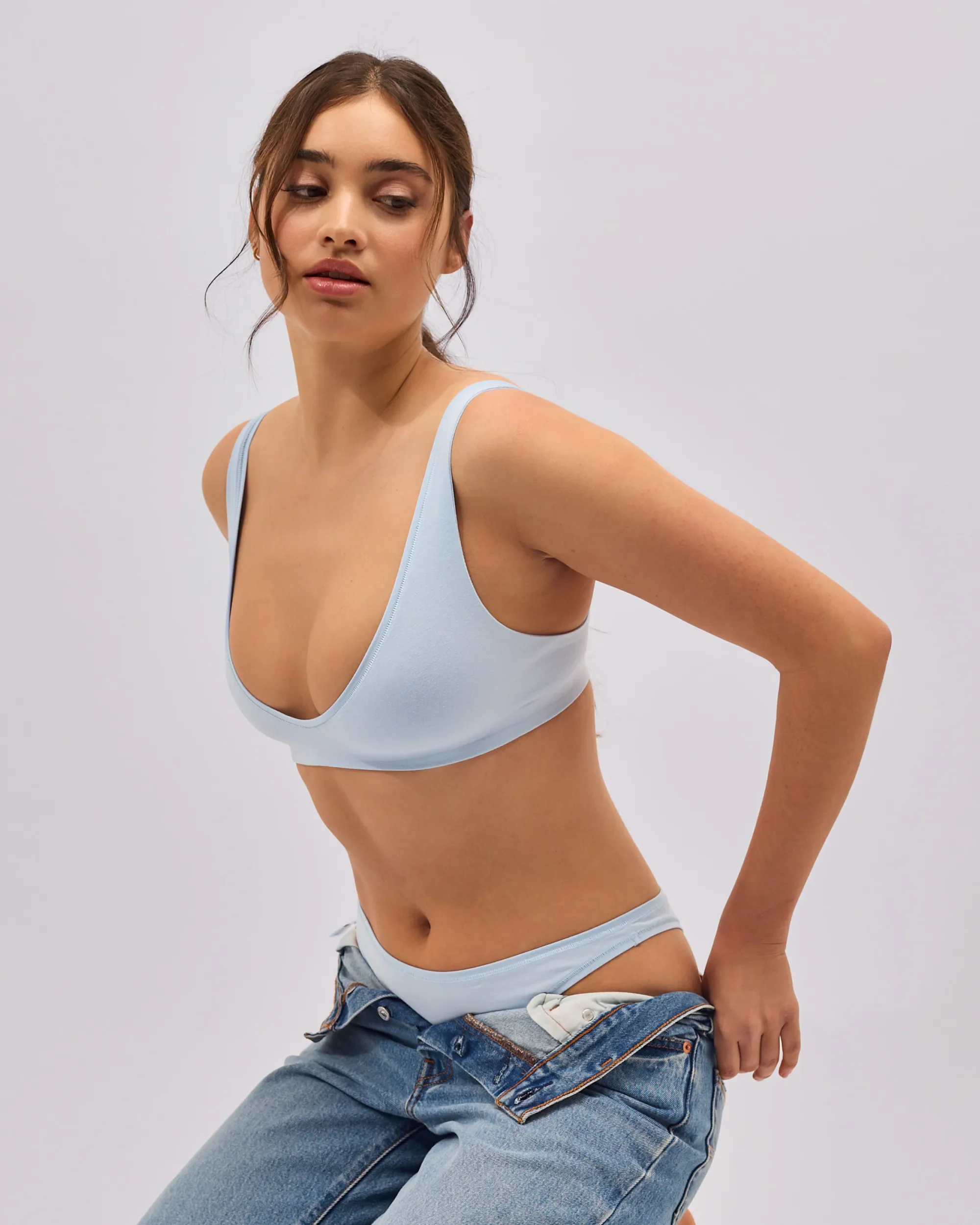 Brassière Hot Décolleté Coton - Baby Blue - Image 4