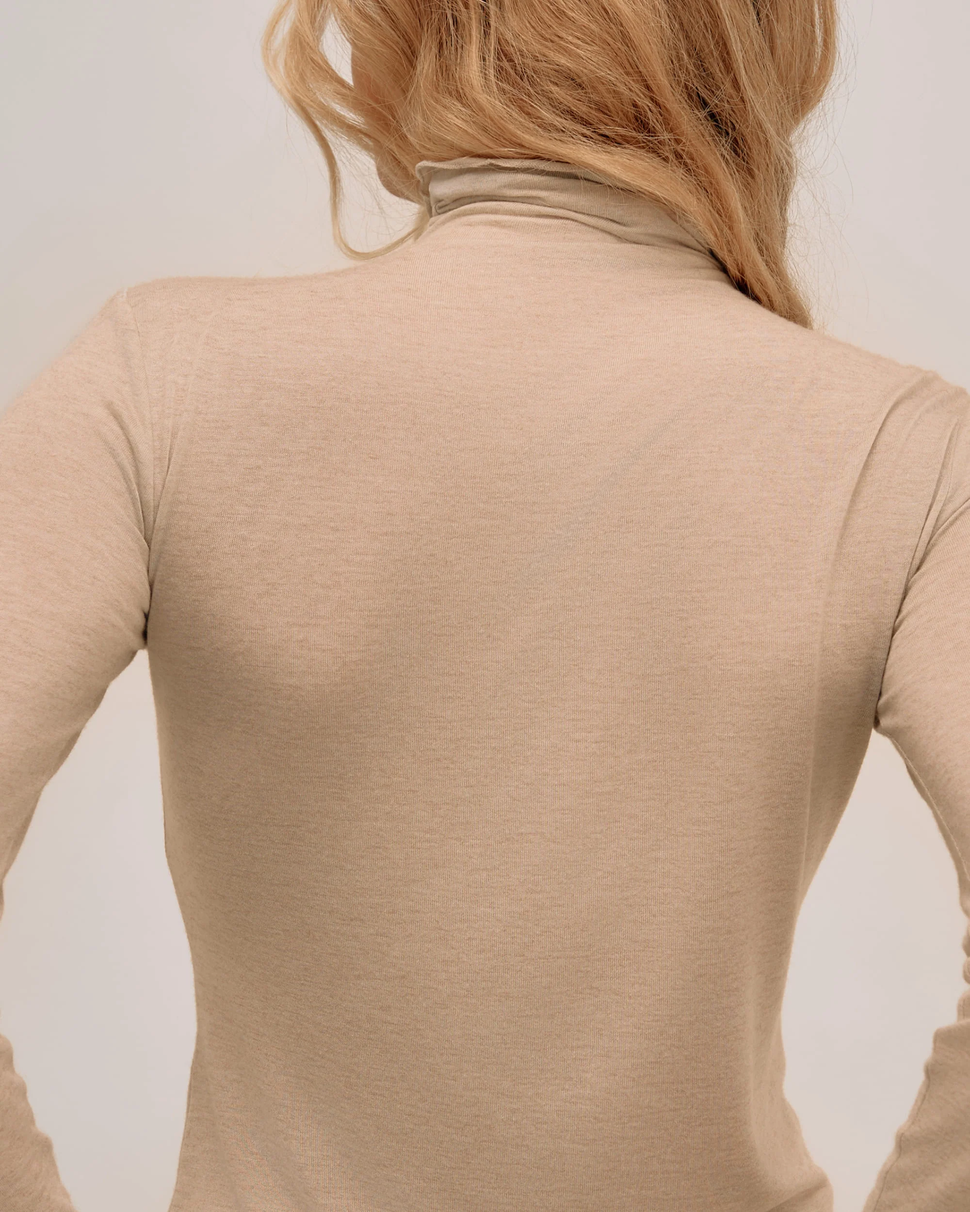 Top Col Montant Cachemire & Modal - Beige - Image 4