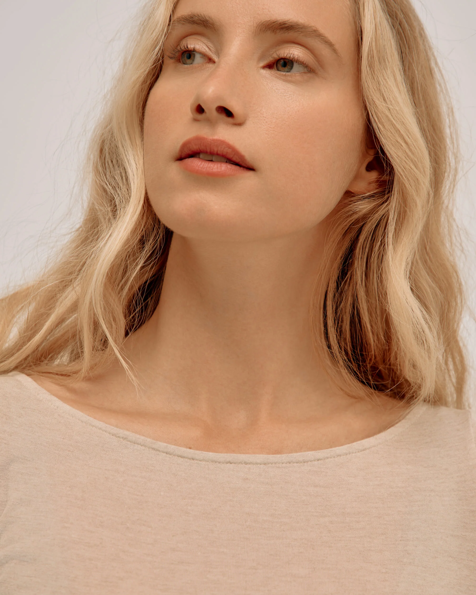Top Encolure Évasée Cachemire & Modal - Beige - Image 3